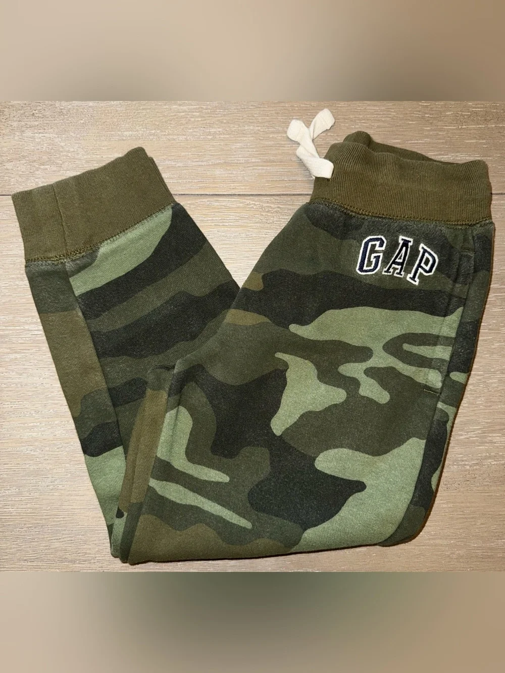 GAP Kids Camo Joggers in Olive & Dark Green